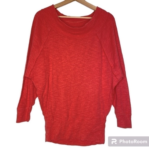 Free People We the Free Bright Pink 3/4 Sleeve Fitted Knit Top, Small - Picture 1 of 4